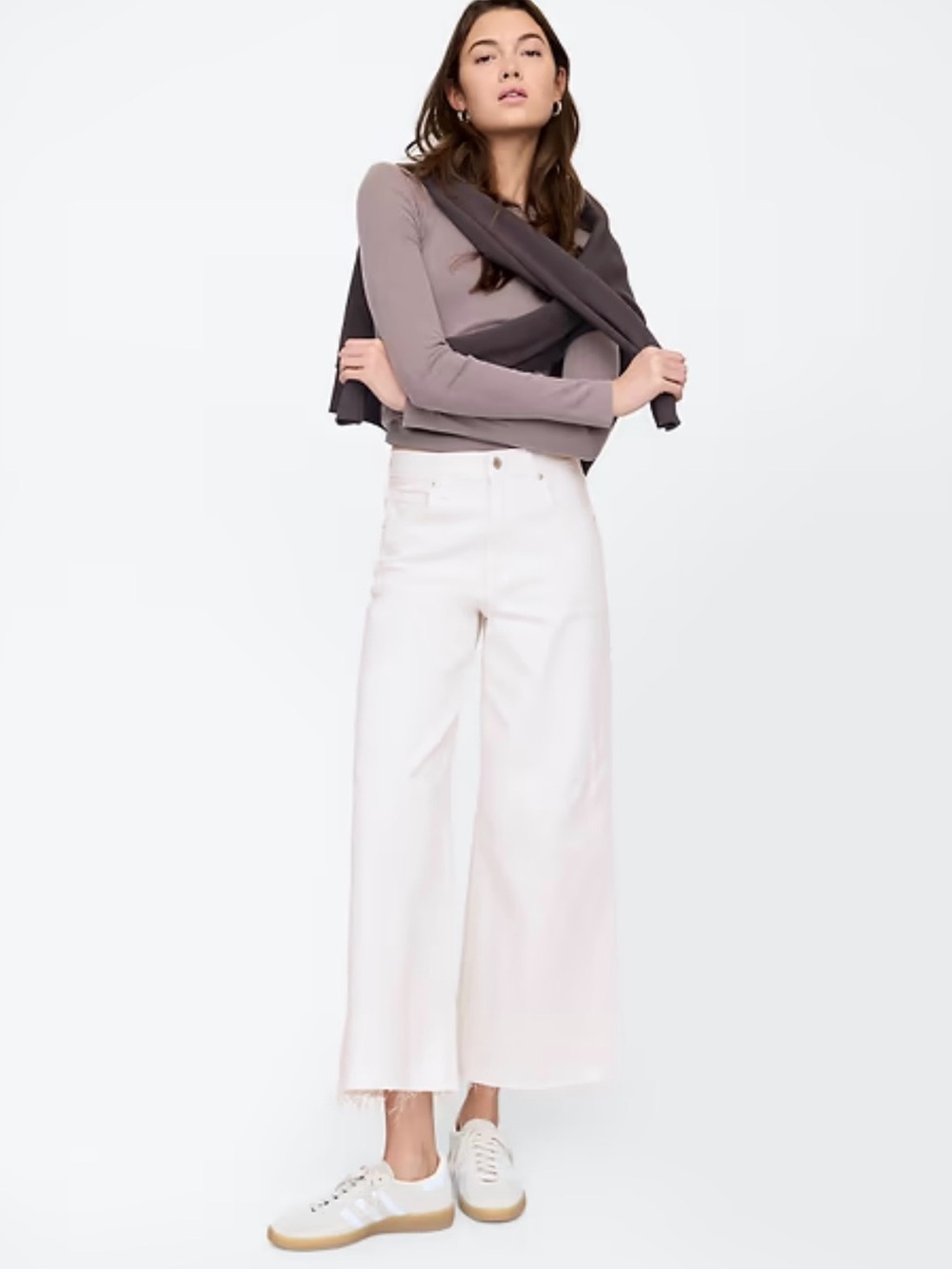 Off-White High-Rise Wide Leg Crop Jeans